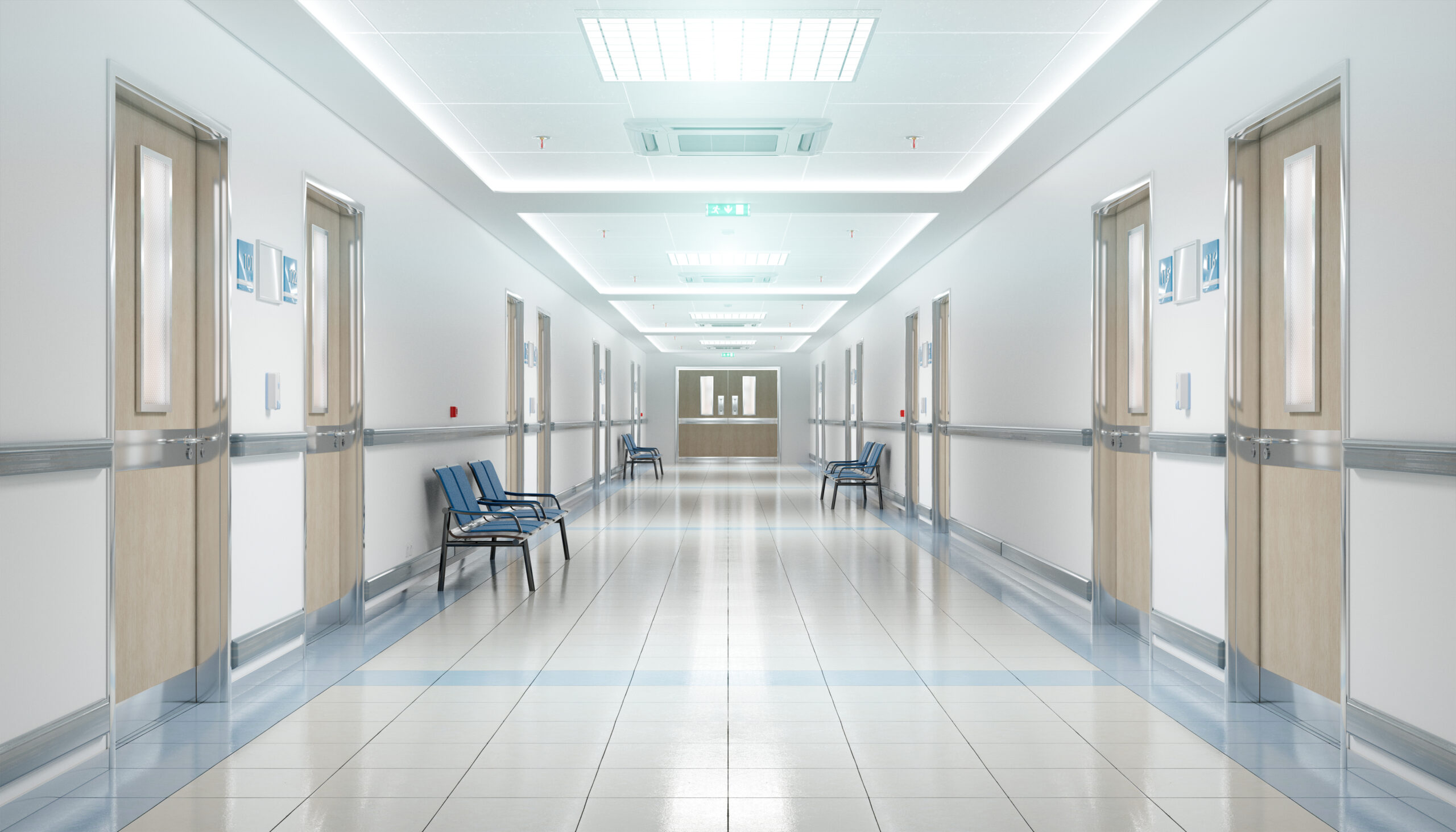 An empty hospital hallway