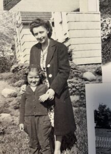 A black and white photo of a mother with her daughter