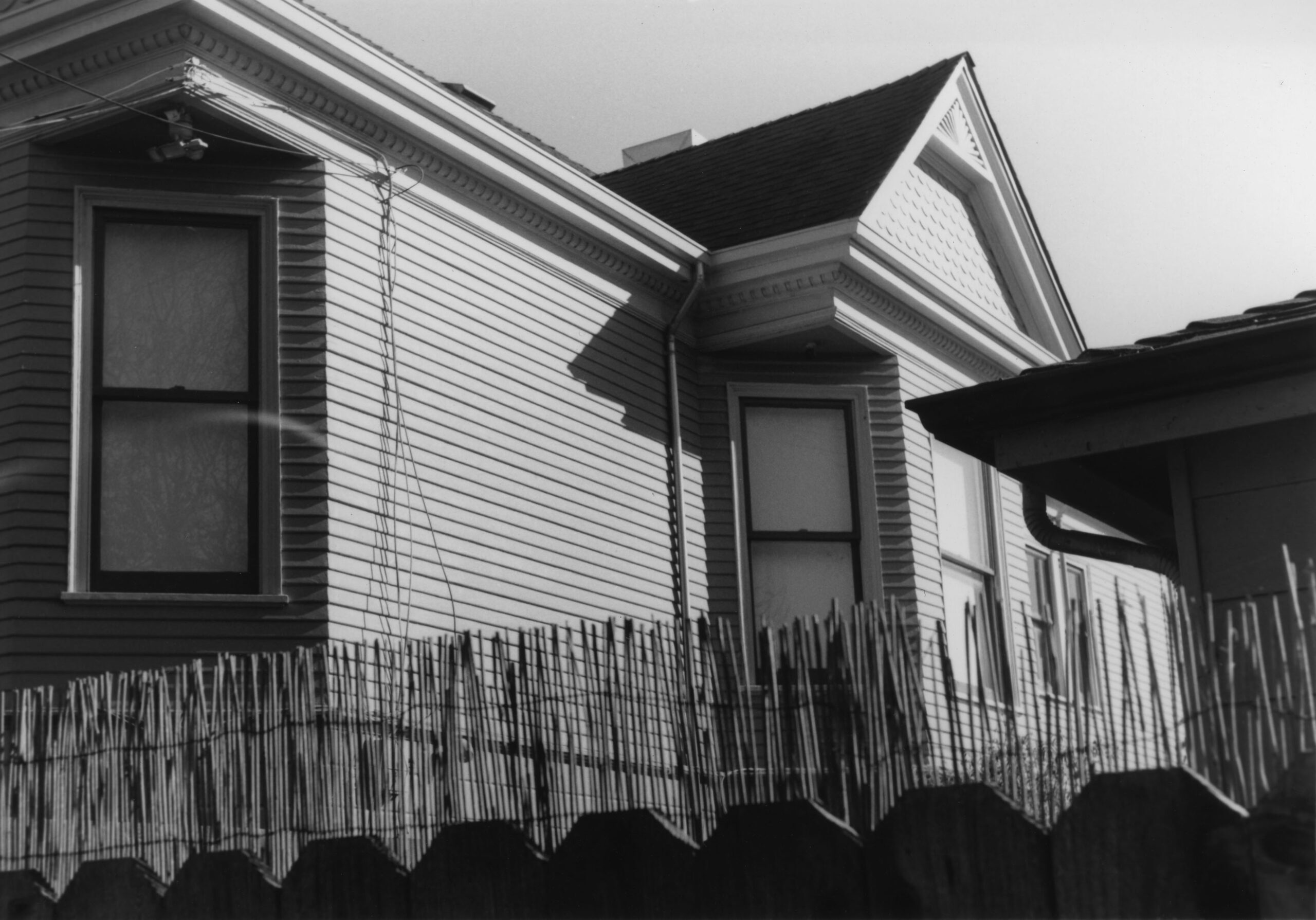 Black and white picture of a house.