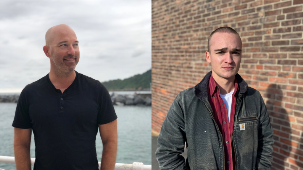 Left: Julian Zabalbeascoa's headshot. A bald man with facial hair poses in front of a body of water, looking into the distance.

Right: Blake Hammond's headshot. A man with closely-buzzed hair wearing a Carhartt jacket poses in front of a brick wall, squinting against the sun into the camera.