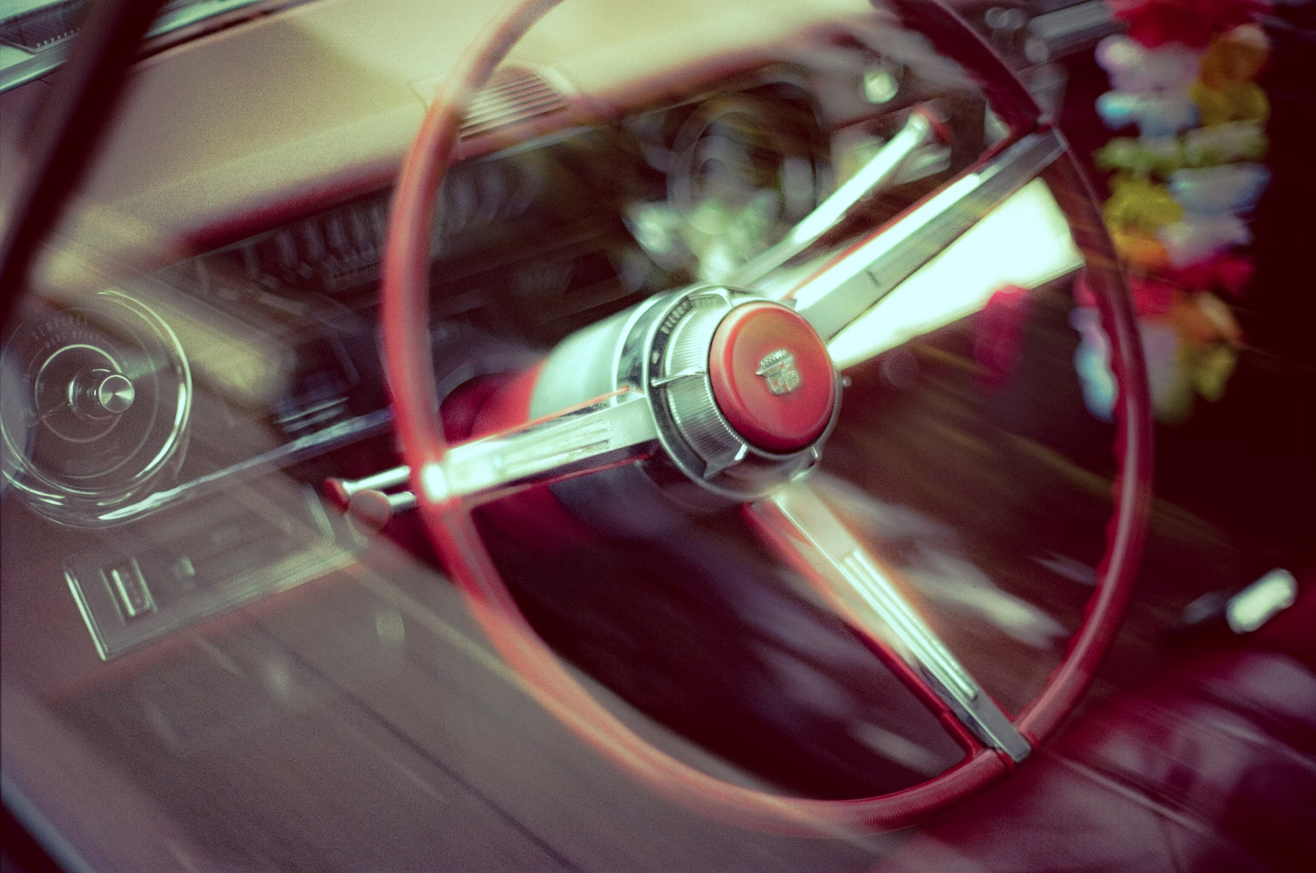 Red Cadillac interior.