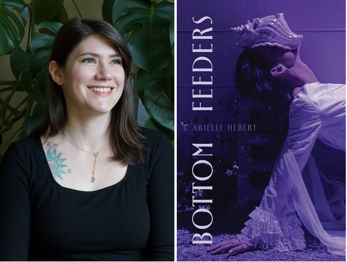Arielle Hebert's headshot and the book cover of Bottom Feeders